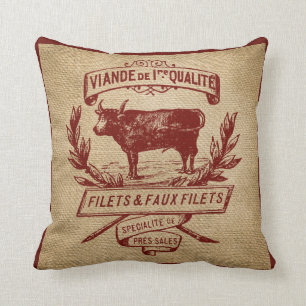 Red  Cow Deli Advertisation Burlap Kussen