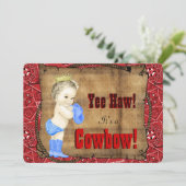 Red Cowboy Baby shower Kaart (Staand voorkant)