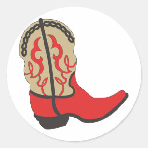Red Cowboy Boot Ronde Sticker