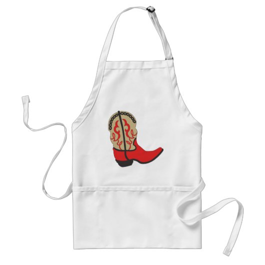 Red Cowboy Boot Standaard Schort (Voorkant)