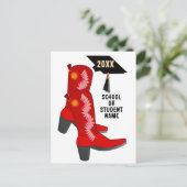 Red Cowboy Boots Afstuderen Briefkaart (Staand voorkant)
