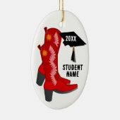 Red Cowboy Boots Afstuderen Keramisch Ornament (Rechts)