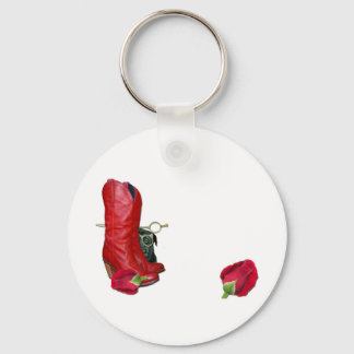 Red Cowboy Boots, Red Roses, Pug Dog & Scissors Sleutelhanger