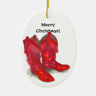 Red Cowboy Boots-versiering Keramisch Ornament