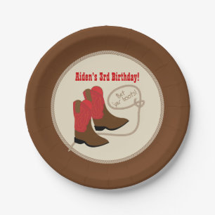 Red Cowboy Boots Westerne Birthday Party Papieren Bordje