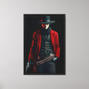 Red Cowboy Cowboy, Gunslinger Ingelijste Canvas Mu Afdruk