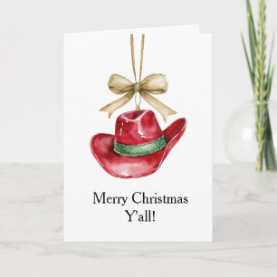 Red Cowboy Pet Christmas Kaart