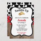 Red Cowboy Rodeo Invitation d'anniversaire (Devant / Derrière)