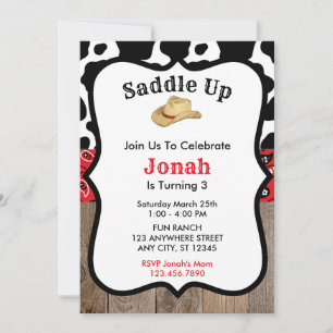 Red Cowboy Rodeo Invitation d'anniversaire