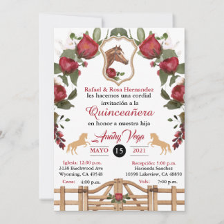 Red Cowgirl Western Invitation, Invitation Quincea