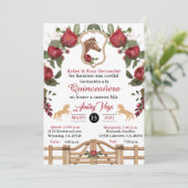 Red Cowgirl Western Invitation, Invitation Quincea (Debout devant)