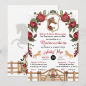 Red Cowgirl Western Invitation, Invitation Quincea (Devant / Derrière)