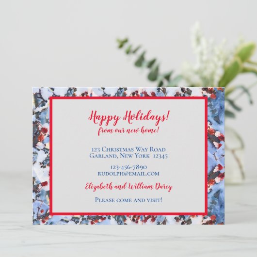 Red Crab Apple Berries in Snow New Home Kaart (Staand voorkant)