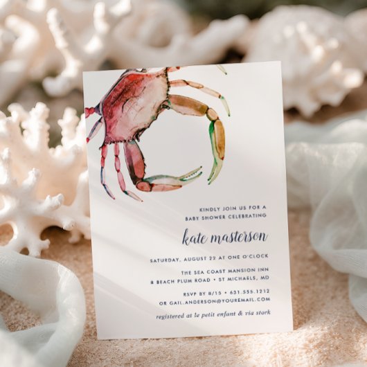 Red Crab Baby shower Invitation Kaart