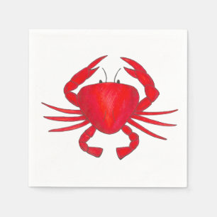 Red Crab Baltimore Maryland Crabs Beach Napkins Servetten