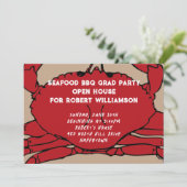 Red Crab Boil BBQ Afstuderen Uitnodiging (Staand voorkant)
