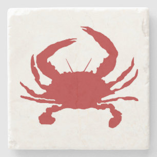 Red Crab Nautical Sailboat Marble Stone Onderzette Stenen Onderzetter