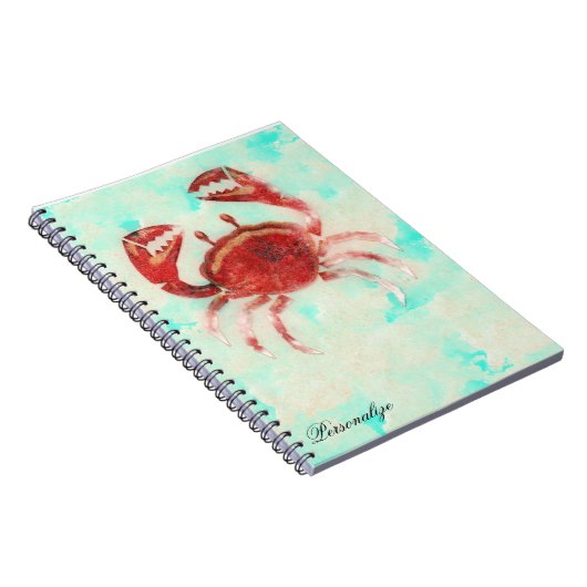 Red Crab Ocean Elegant Beach Custom Journal (Côté Droit)