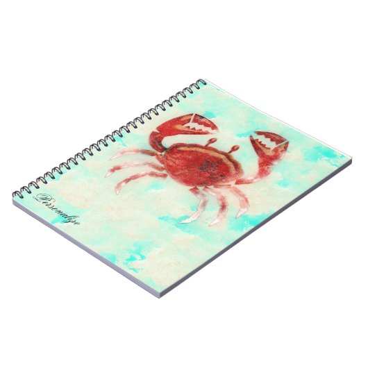 Red Crab Ocean Elegant Beach Custom Journal (Côté gauche)