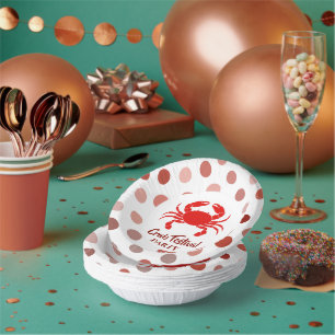 Red Crab Seafood Nautische Polka dot Partij Papieren Kommen