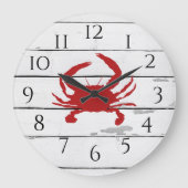 Red Crab Ship Strand Rustiek Schilderij Grote Klok (Voorkant)