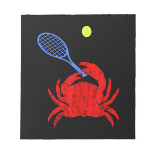 Red Crab Tennis Player Tennis Racquet Shellfish Notitieblok