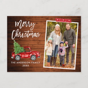 Red Craft Tape-penseel Script Truck Wood Kerstmis Briefkaart