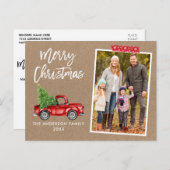 Red Craft Tape Truck Script Kraft met kerstmis Briefkaart (Voorkant / Achterkant)