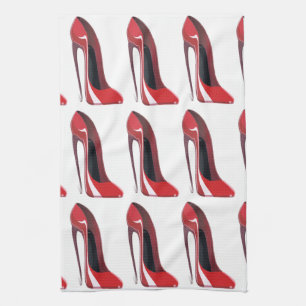 Red Crazy Hiel Stiletto Shoe Art Theedoek