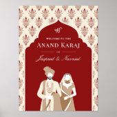 Red Cream Anand Karaj Sikh Affiche de bienvenue Ma (Devant)
