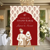 Red Cream Anand Karaj Sikh Affiche de bienvenue Ma