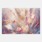 Red Cream Boho Feather Floral Inpakpapier Vel (Voorkant 2)