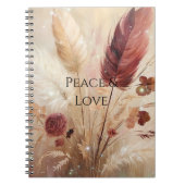 Red Cream Boho Feather Floral Notitieboek (Voorkant)