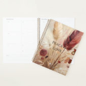 Red Cream Boho Feather Floral Planner (Display)