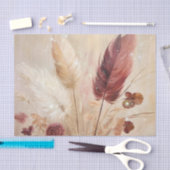 Red Cream Boho Feather Floral Tissuepapier (Craft)