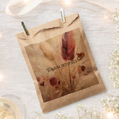 Red Cream Boho Feathers Floral Wedding Bedankzakje (Geknipt)