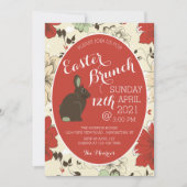Red & Cream Floral Bunny Easter Egg Aankondiging (Voorkant)
