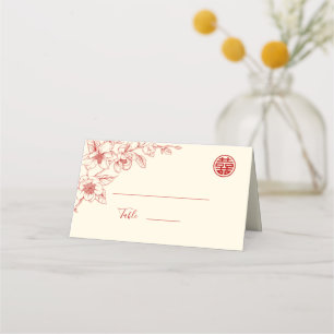 Red Cream Floral Chinese bruiloft