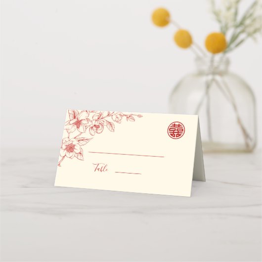 Red Cream Floral | Chinese bruiloft (Voorkant)
