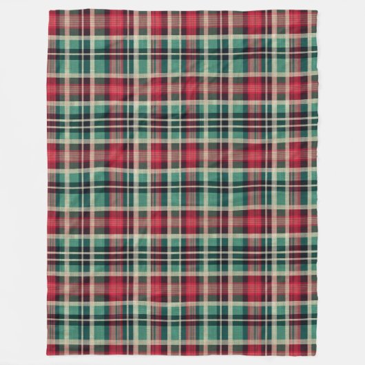 Red Cream Green Plaid Stripes Fleece Deken (Voorkant)