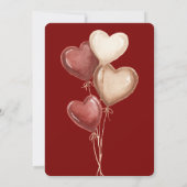 Red Cream Heart Balloons Wedding Kaart (Achterkant)