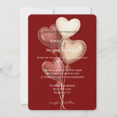 Red Cream Heart Balloons Wedding Kaart (Voorkant)