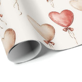 Red Cream Hearts Balloons Verjaardag Cadeaupapier (Rol Hoek)
