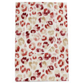 Red Cream Leopard Animal Print Birthday Medium Cadeauzakje (Voorkant)
