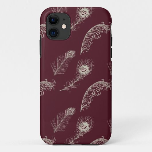 Red Cream Peacock Feathers Case-Mate iPhone Case (Achterkant)