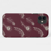 Red Cream Peacock Feathers Case-Mate iPhone Case (Achterkant (horizontaal))