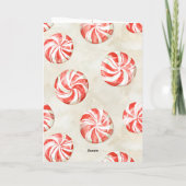 Red Cream Peppermint Candy Christmas Kaart (Achterkant)