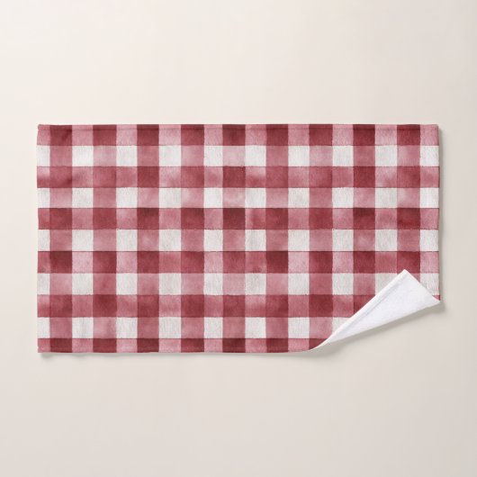 Red Cream Plaid Stripes (Serviette à main)