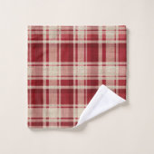 Red Cream Plaid Stripes Bad Handdoek (Wasdoekje)