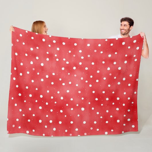 Red Cream Plaid Stripes Birthday Fleece Deken (In situ)